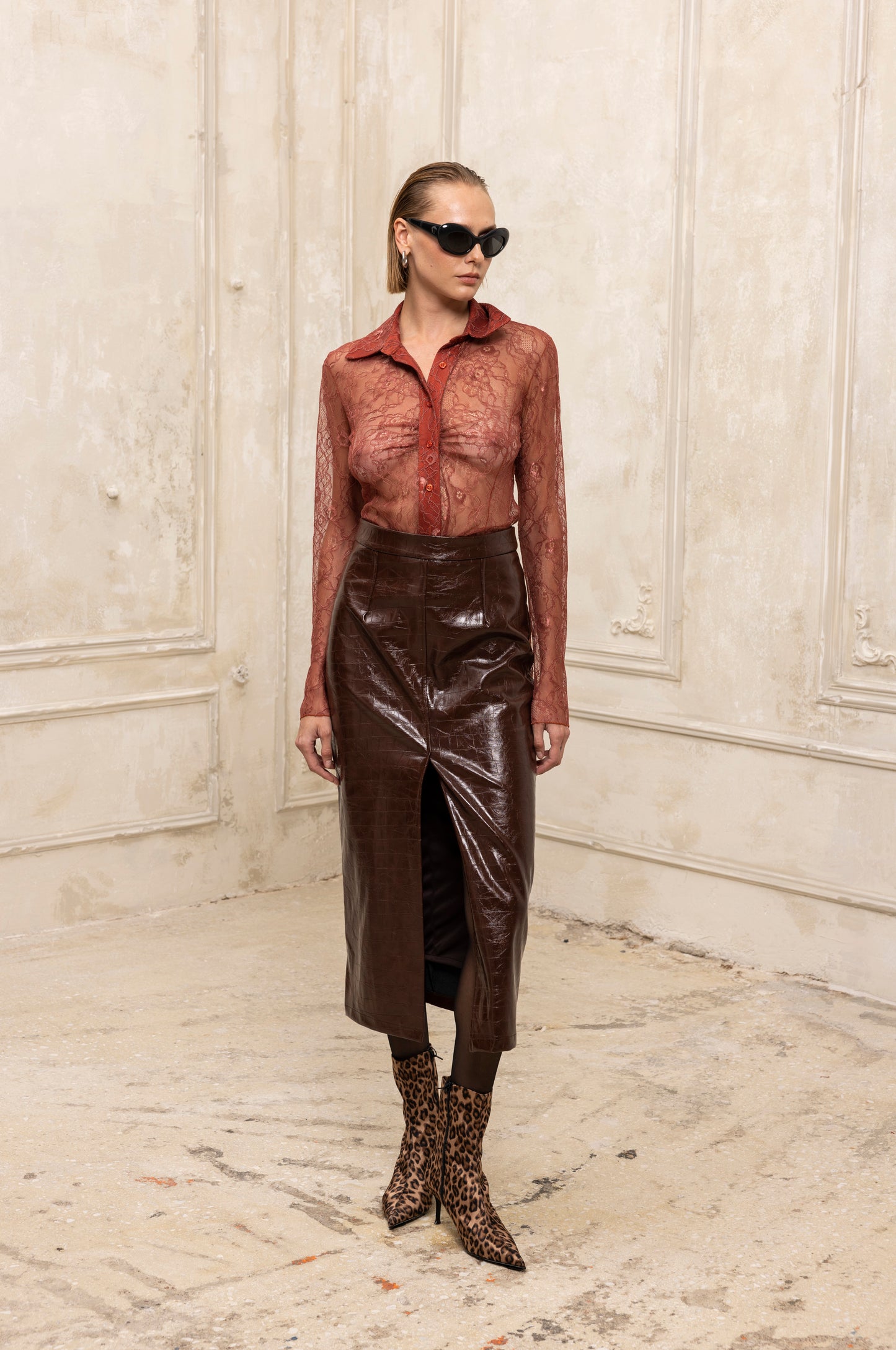 Manon Lace Shirt caramel