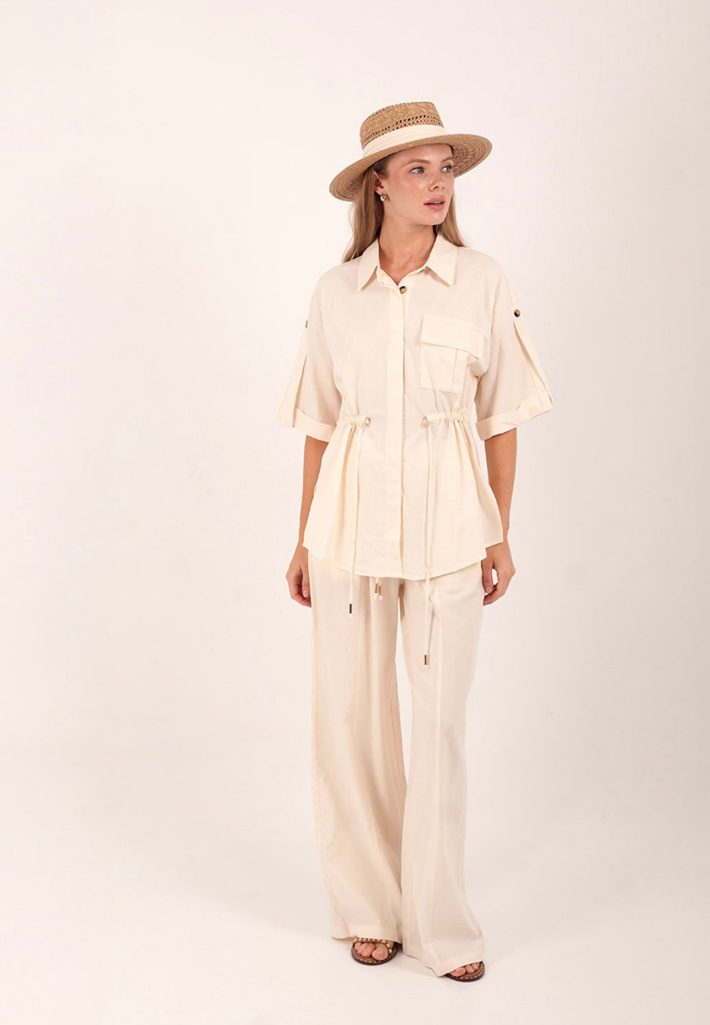 CARNEL LINEN PANTS OFFWHITE