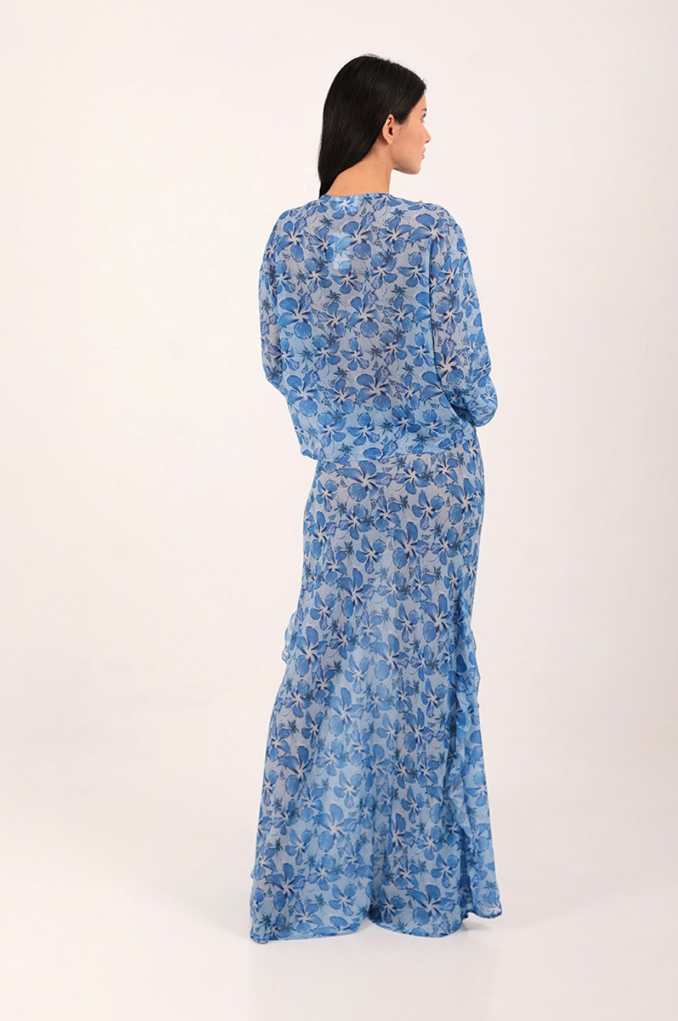 IRIS SKIRT HIBISCUS BLUE PRINT
