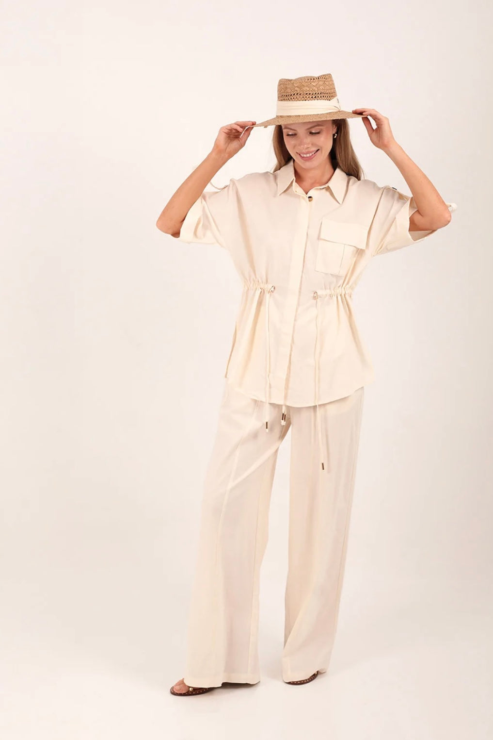 CARNEL LINEN PANTS OFFWHITE