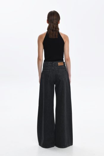 Bellen Wide Leg Denim – Stone Black