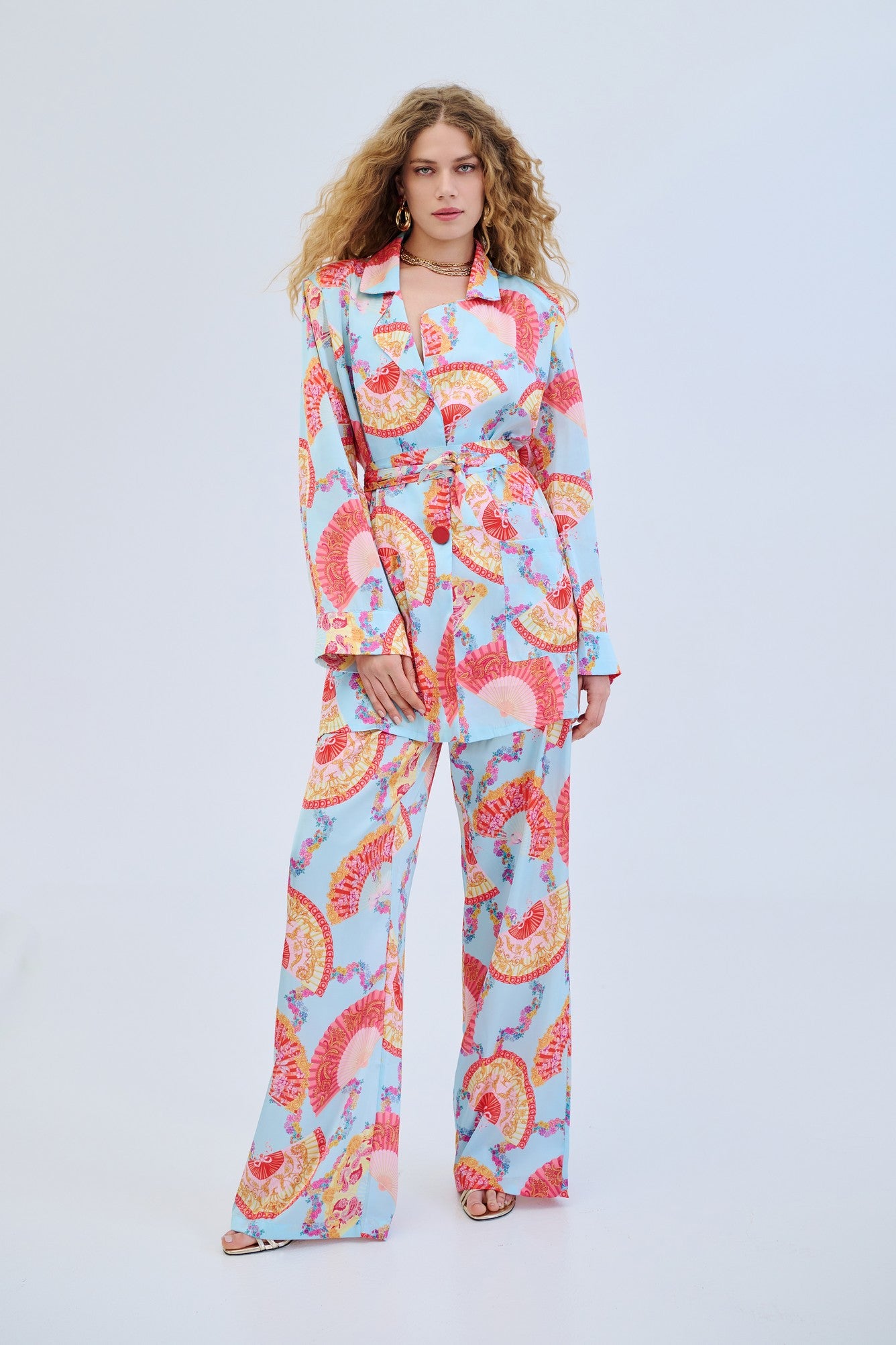 Goldray light blue satin set