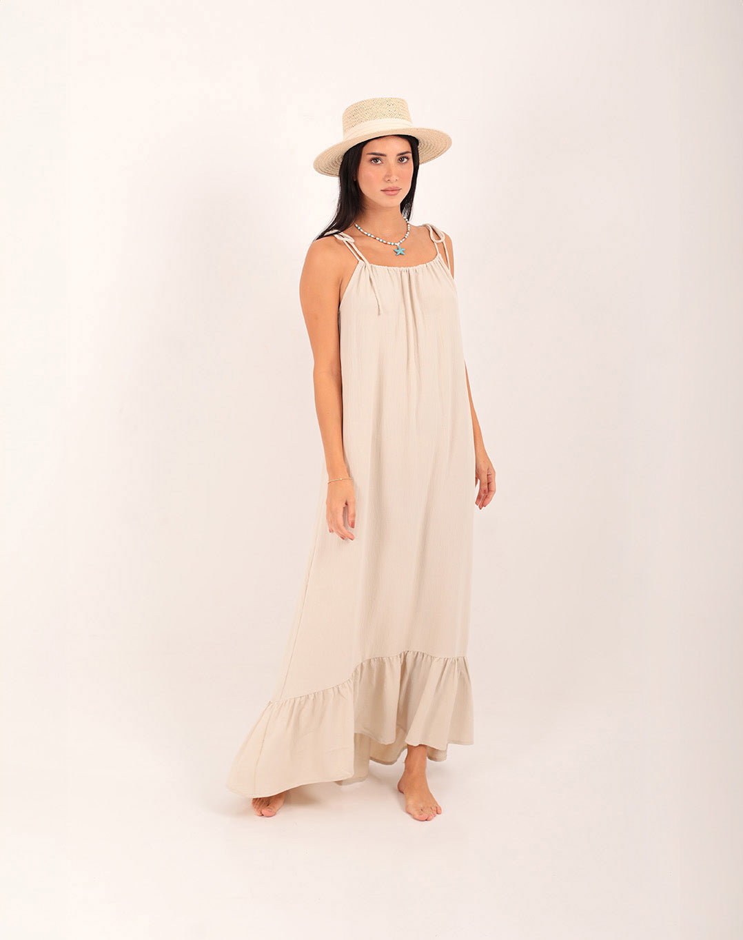 Daphne Open Back Dress Ecru