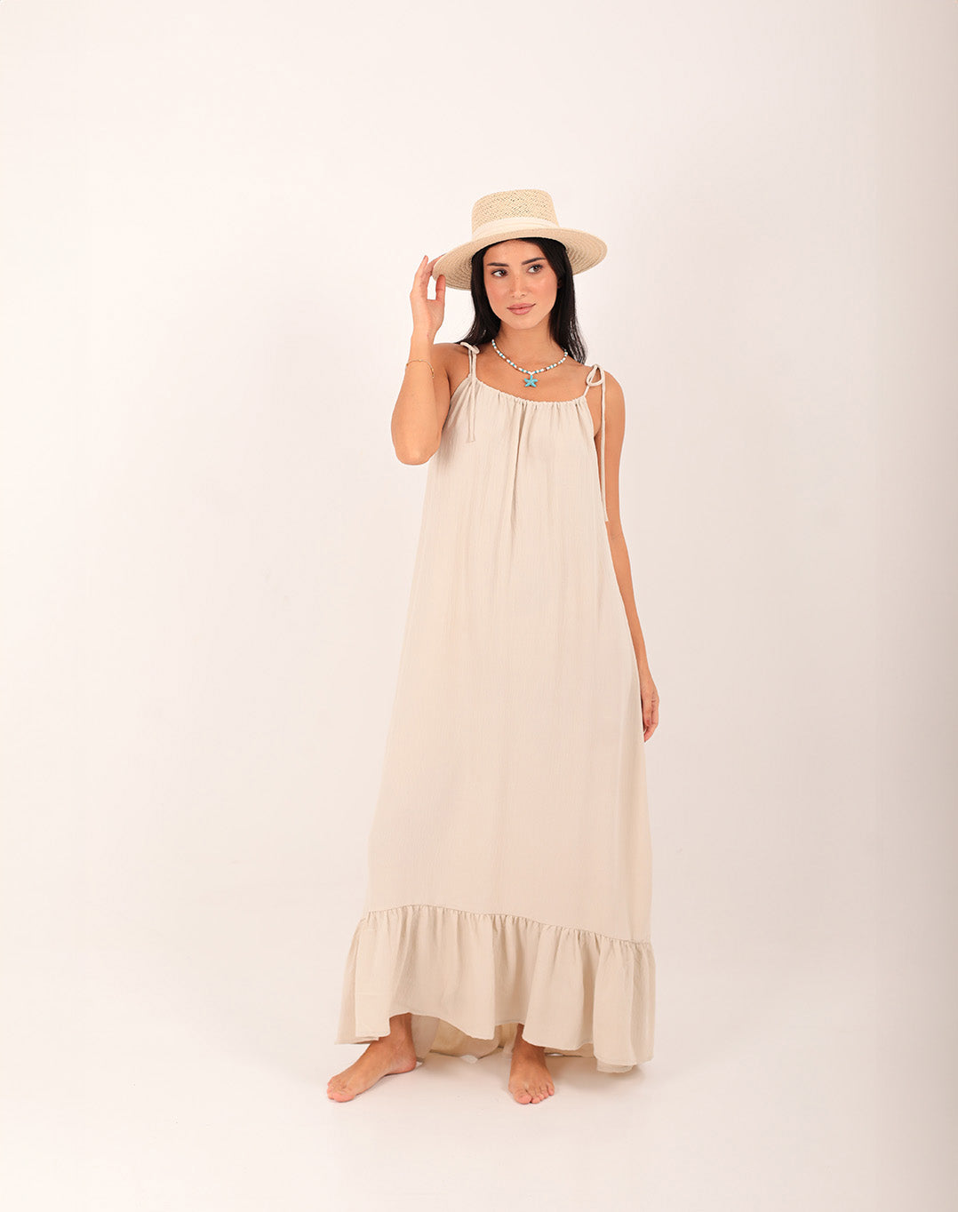 Daphne Open Back Dress Ecru