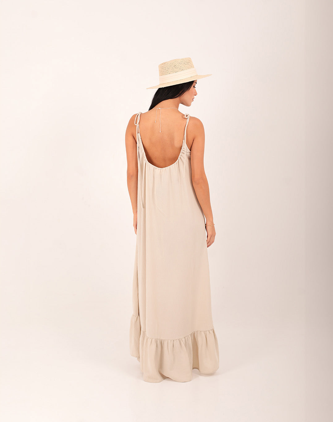 Daphne Open Back Dress Ecru
