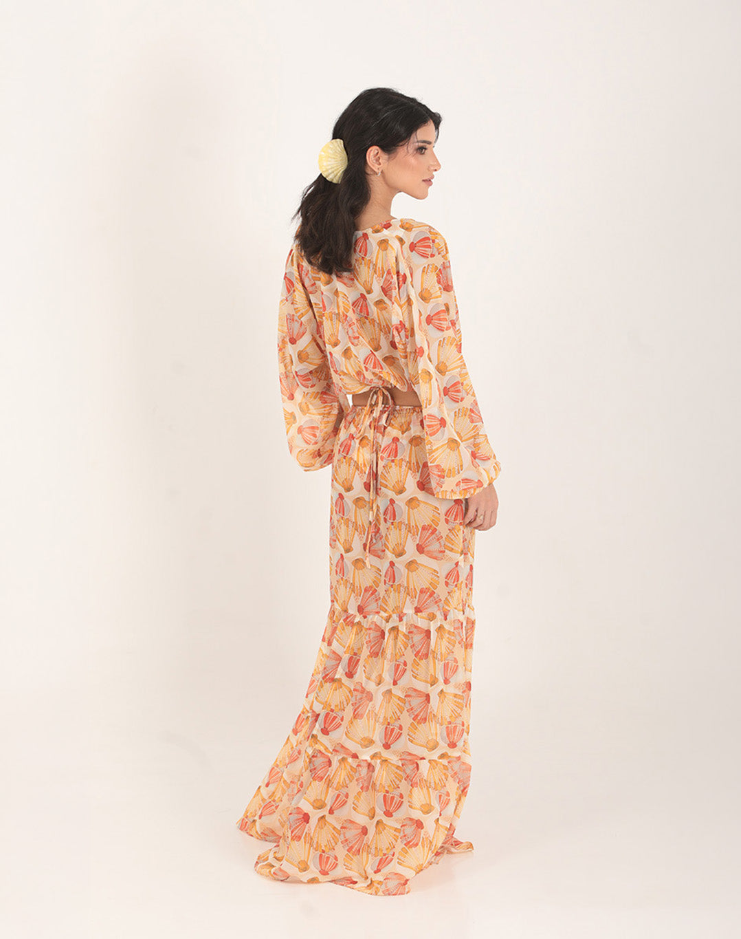 Yellow Scallop Wrap Top