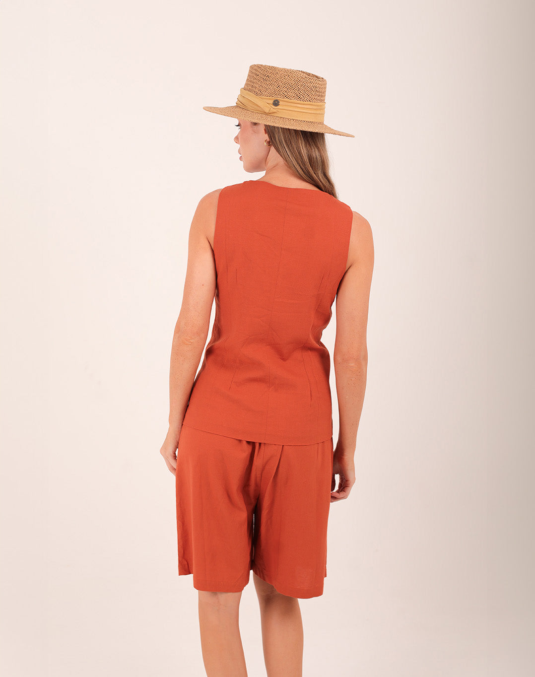CASSIA LINEN BERMUDA TERRACOTTA