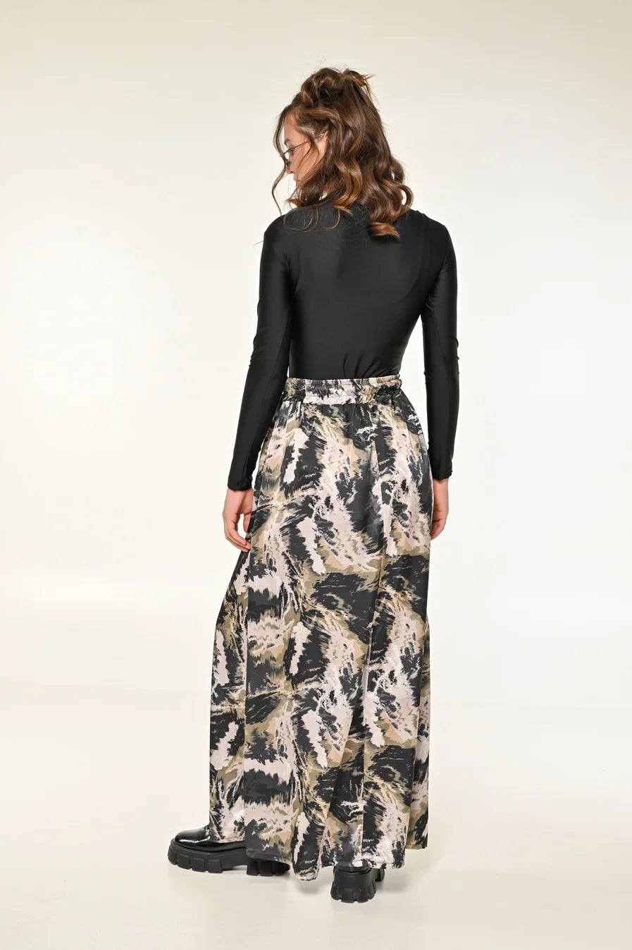 Abstract Satin Skirt