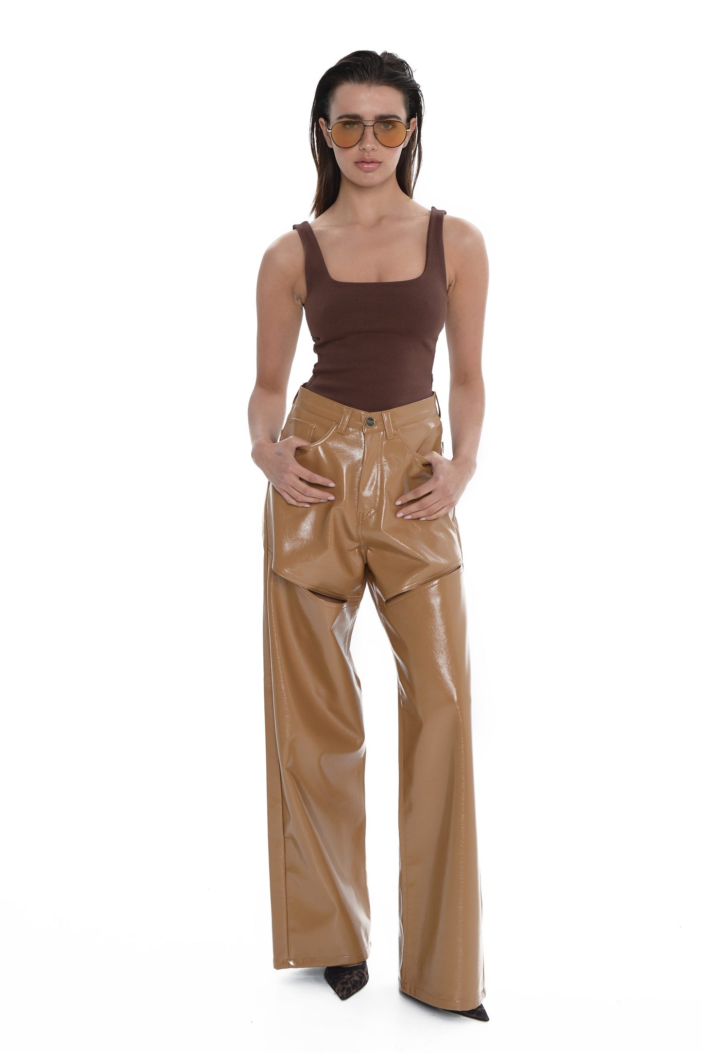 Cindy Caramel Vinyl Leather
