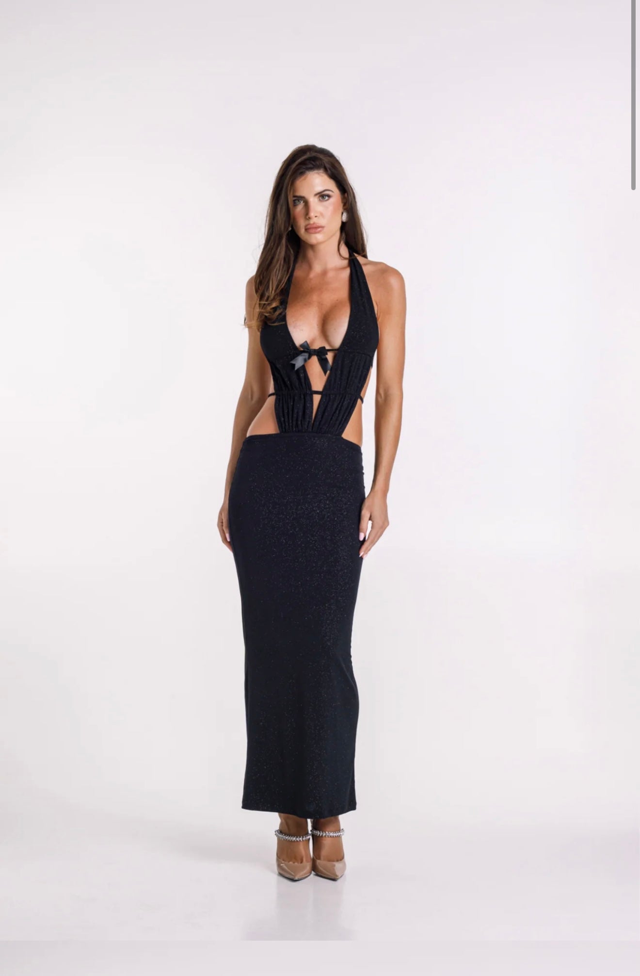 Rosanna Black Glitter Cut-Out Maxi Dress