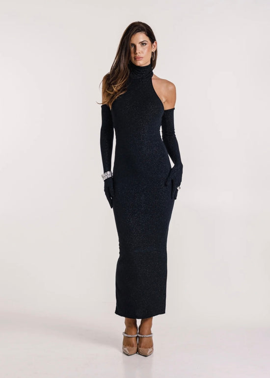 Kylie Maxi Glitter Black Dress