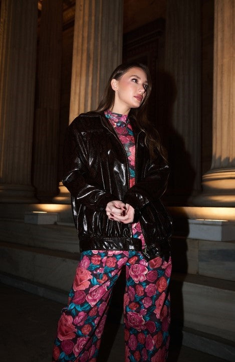 Boa Faux Leather Jacket – Brown Snake