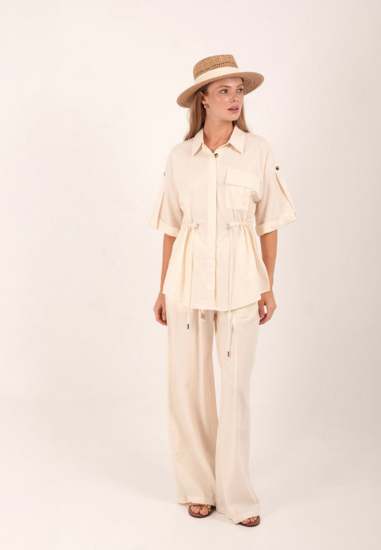CARNEL LINEN PANTS OFFWHITE