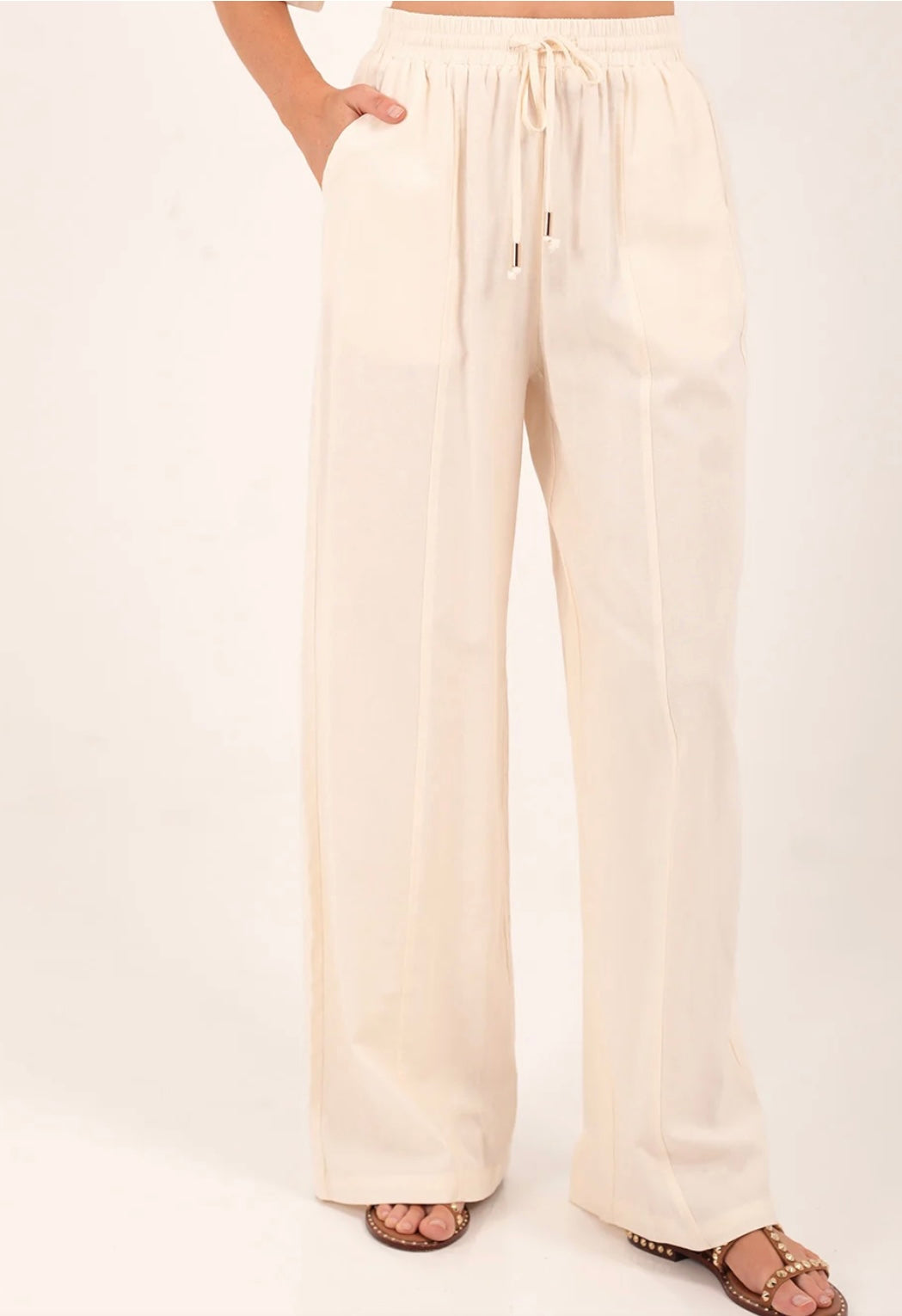 CARNEL LINEN PANTS OFFWHITE