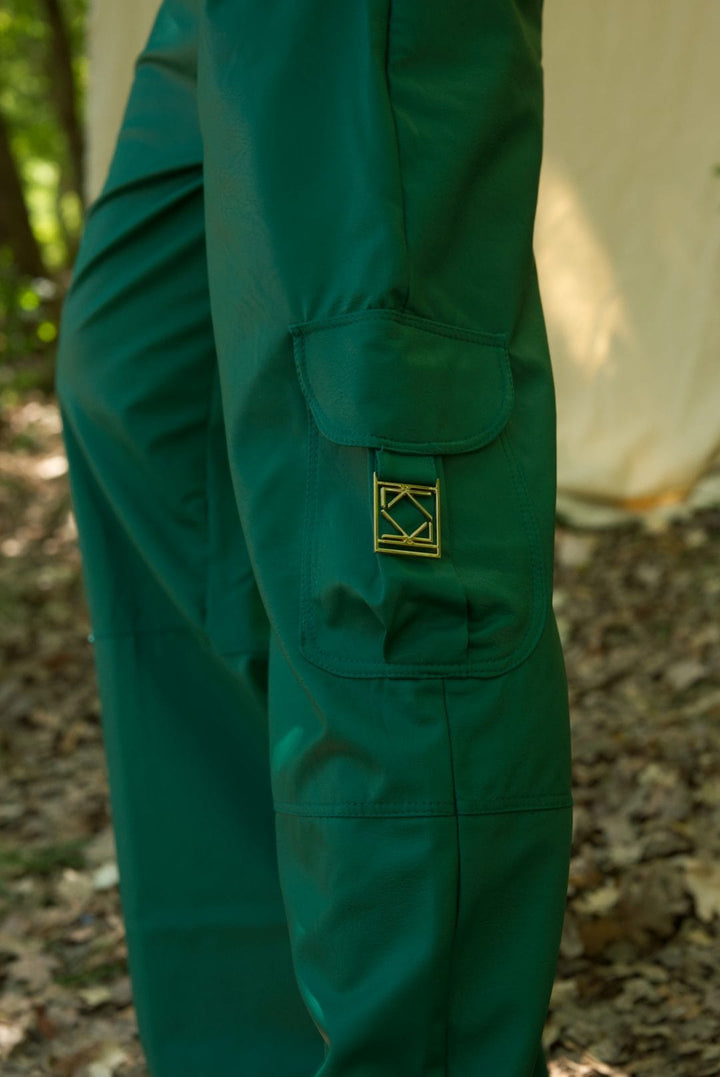 CARGO (FAUX) LEATHER PANT GREEN COLOR