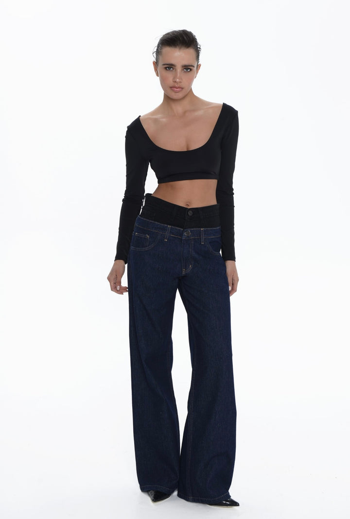 Alaia Wide Leg Blue/ Black