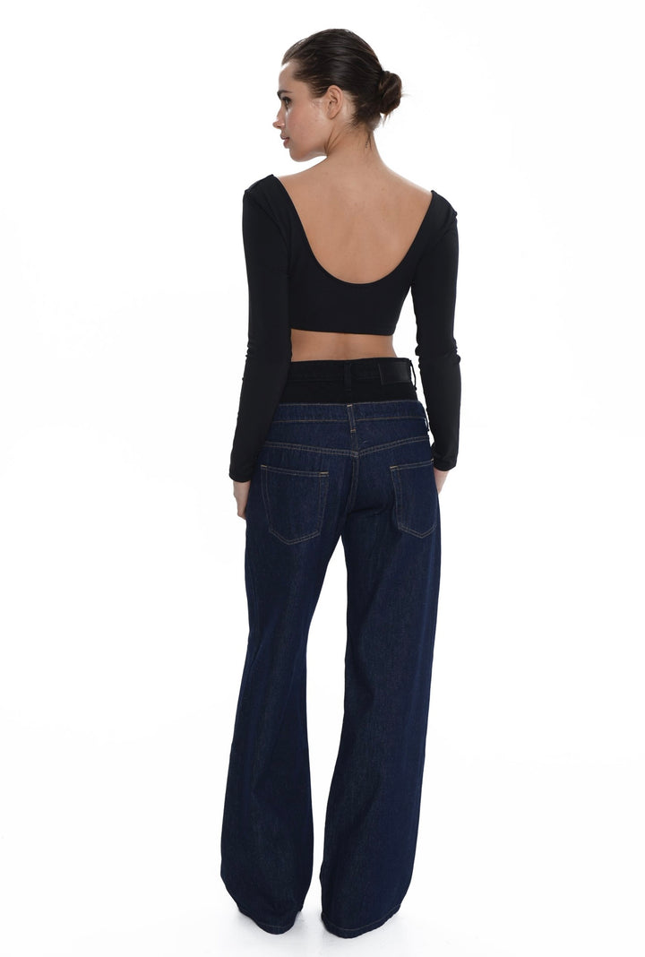 Alaia Wide Leg Blue/ Black