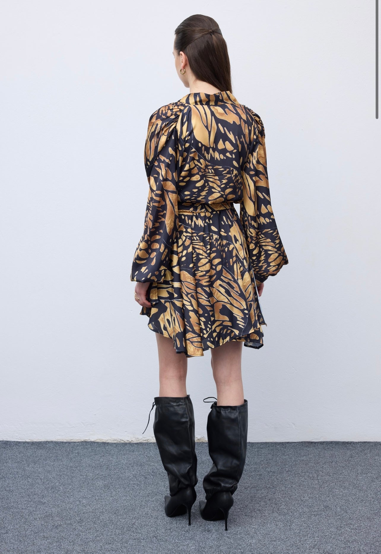 Butterfly Mosaic Wrap Mini Dress