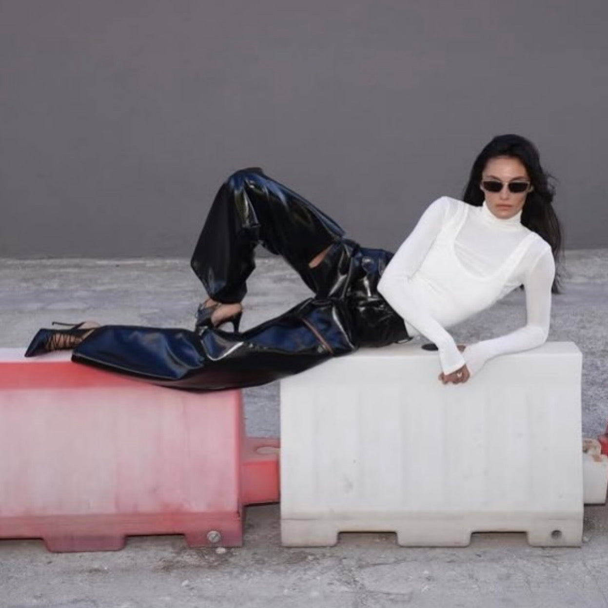 Cindy Black Vinyl Leather