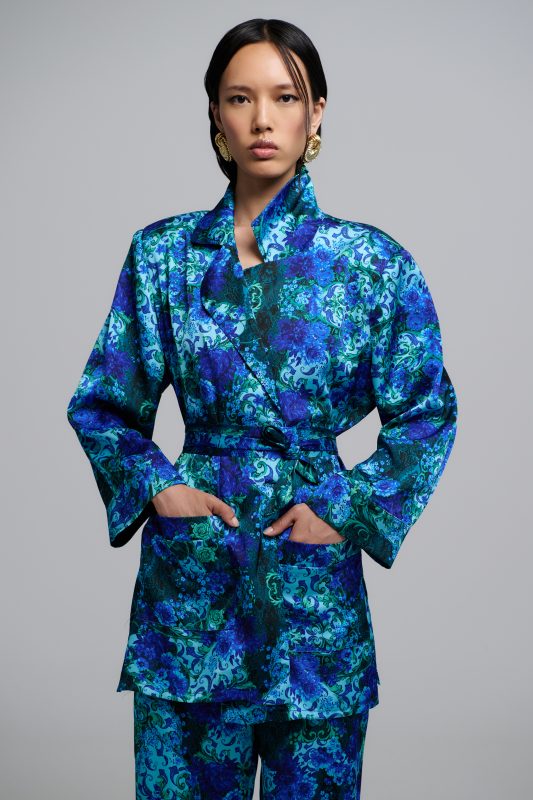 Josie Satin Set – Blue