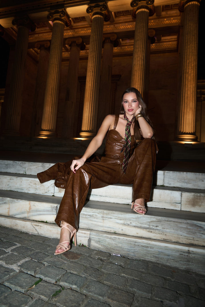 Valentina croco faux leather top