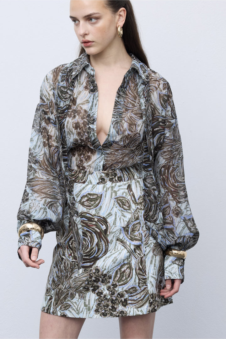 Mosaic Silver Anthesis Mini Skirt