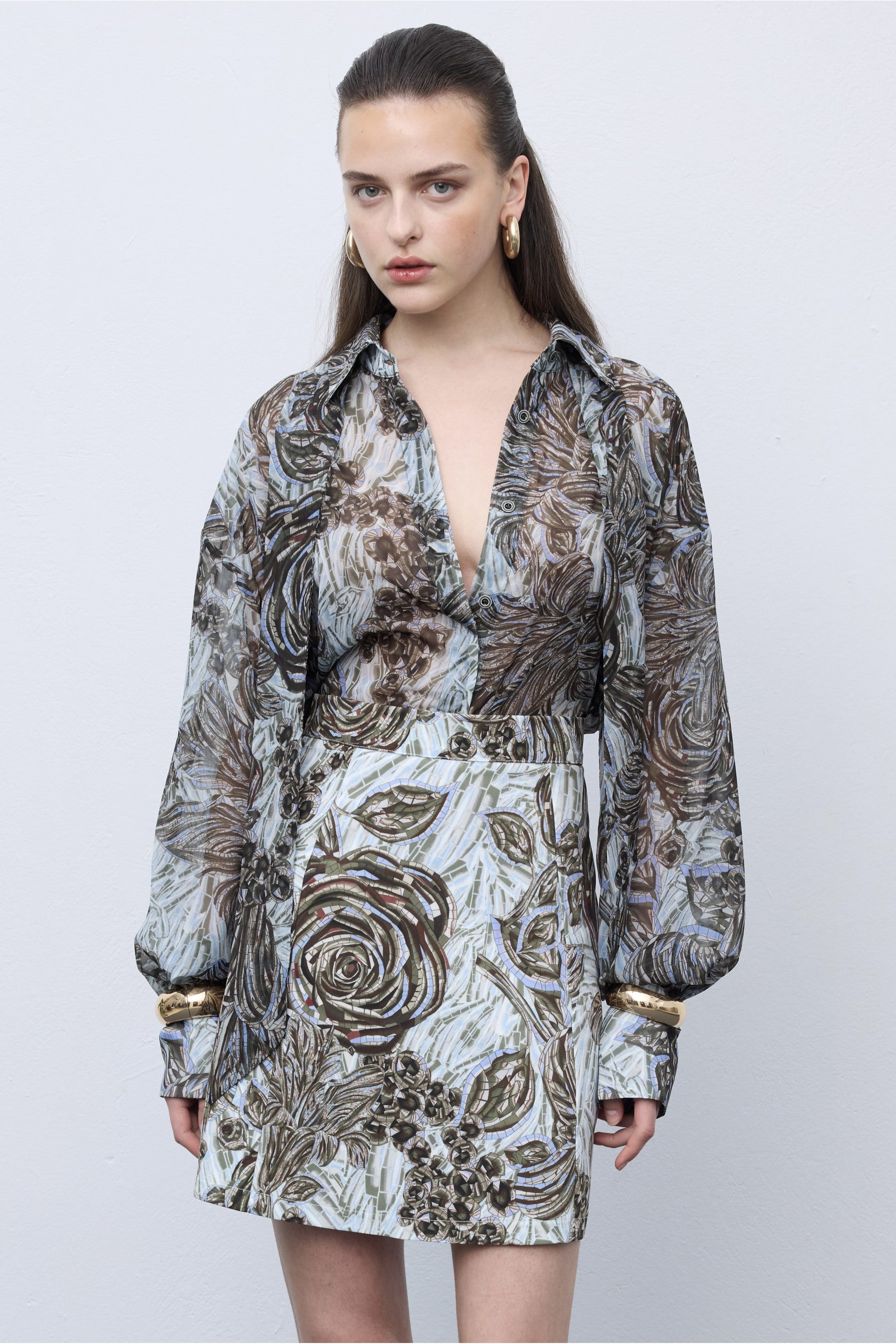 Mosaic Silver Anthesis Mini Skirt