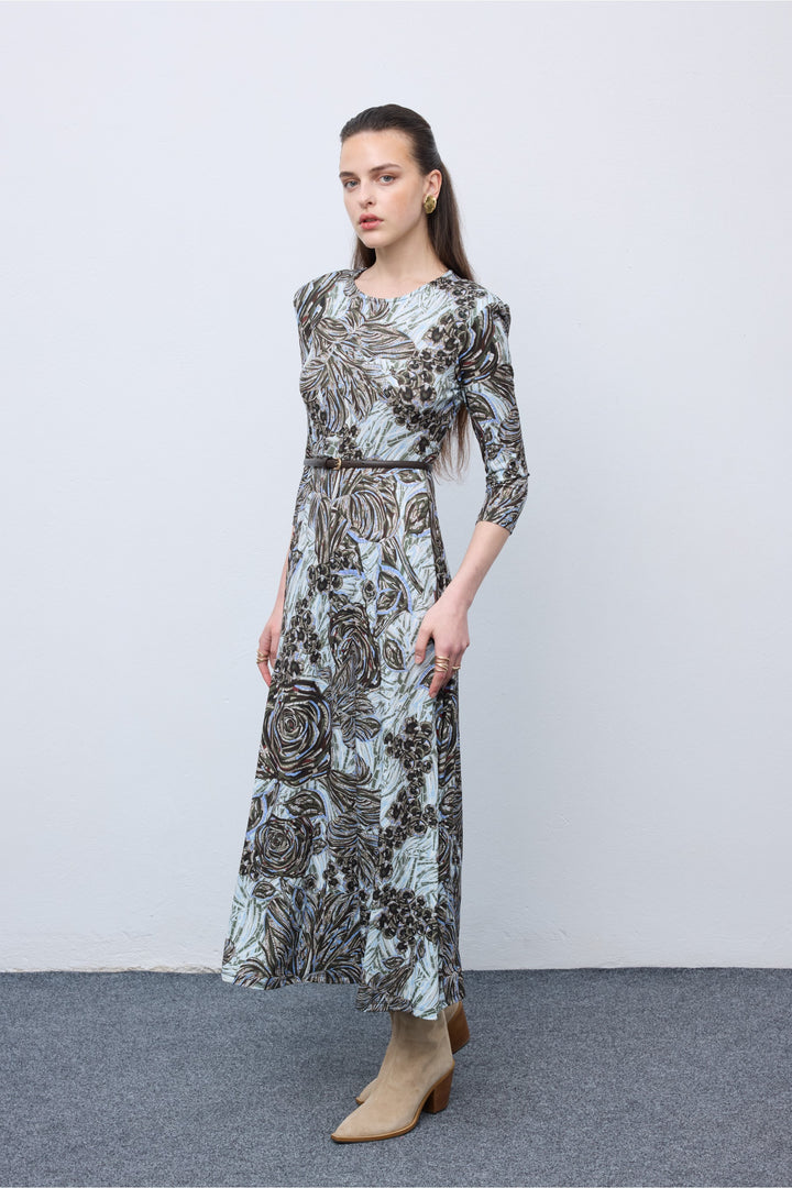 Mosaic Silver Anthesis Jersey Midi Dress
