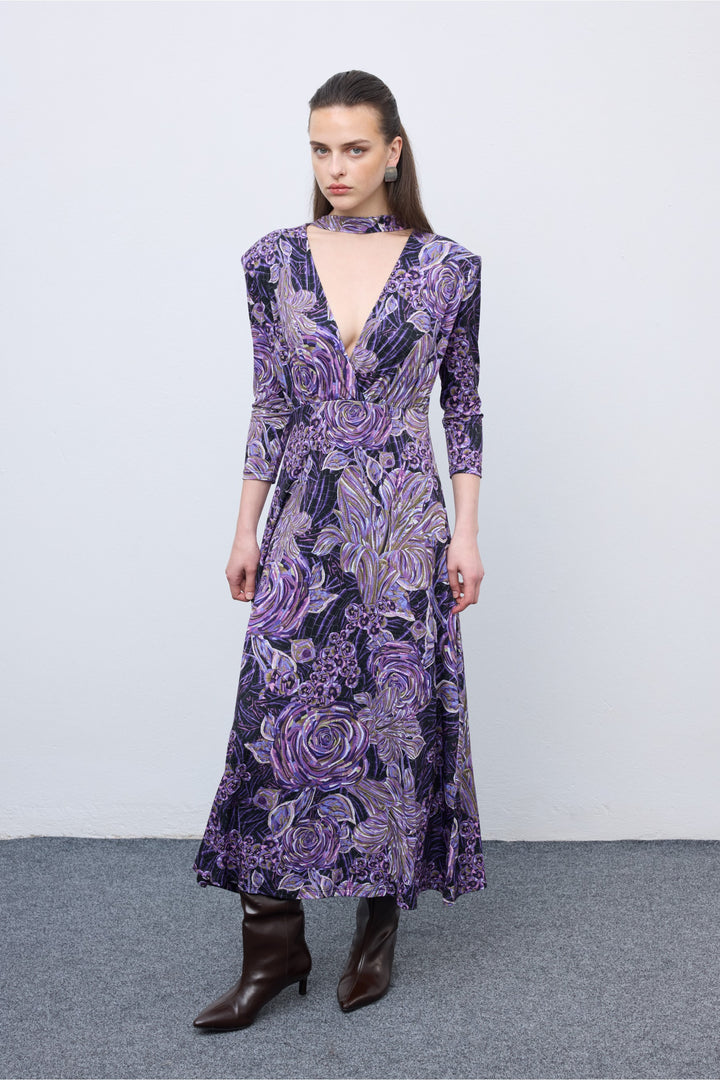 Mosaic Mauve Anthesis Midi Jersey Dress