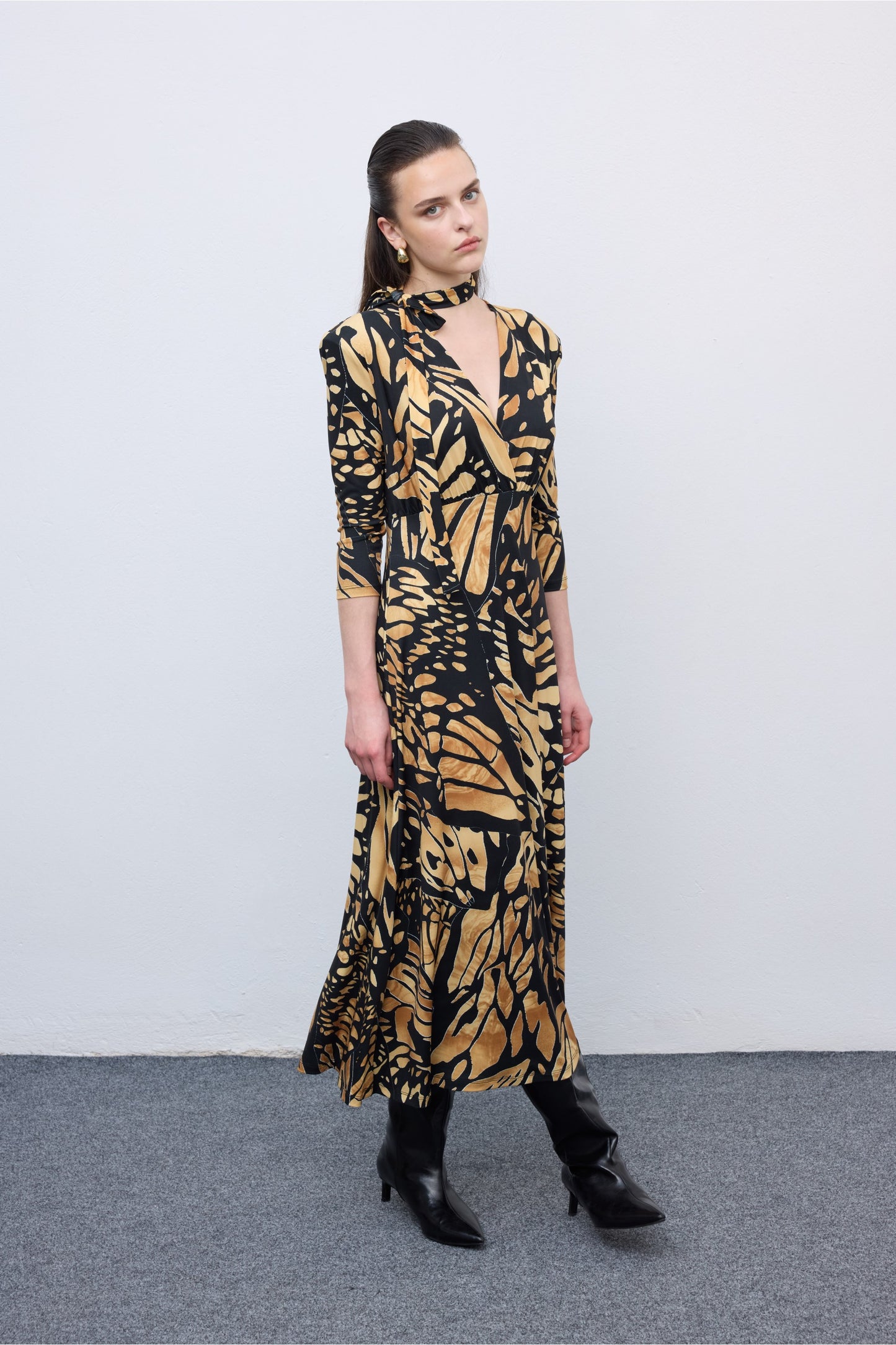 Butterfly Mosaic Jersey Midi Dress