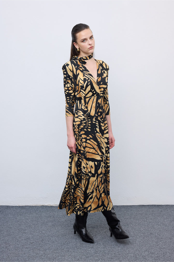 Butterfly Mosaic Jersey Midi Dress