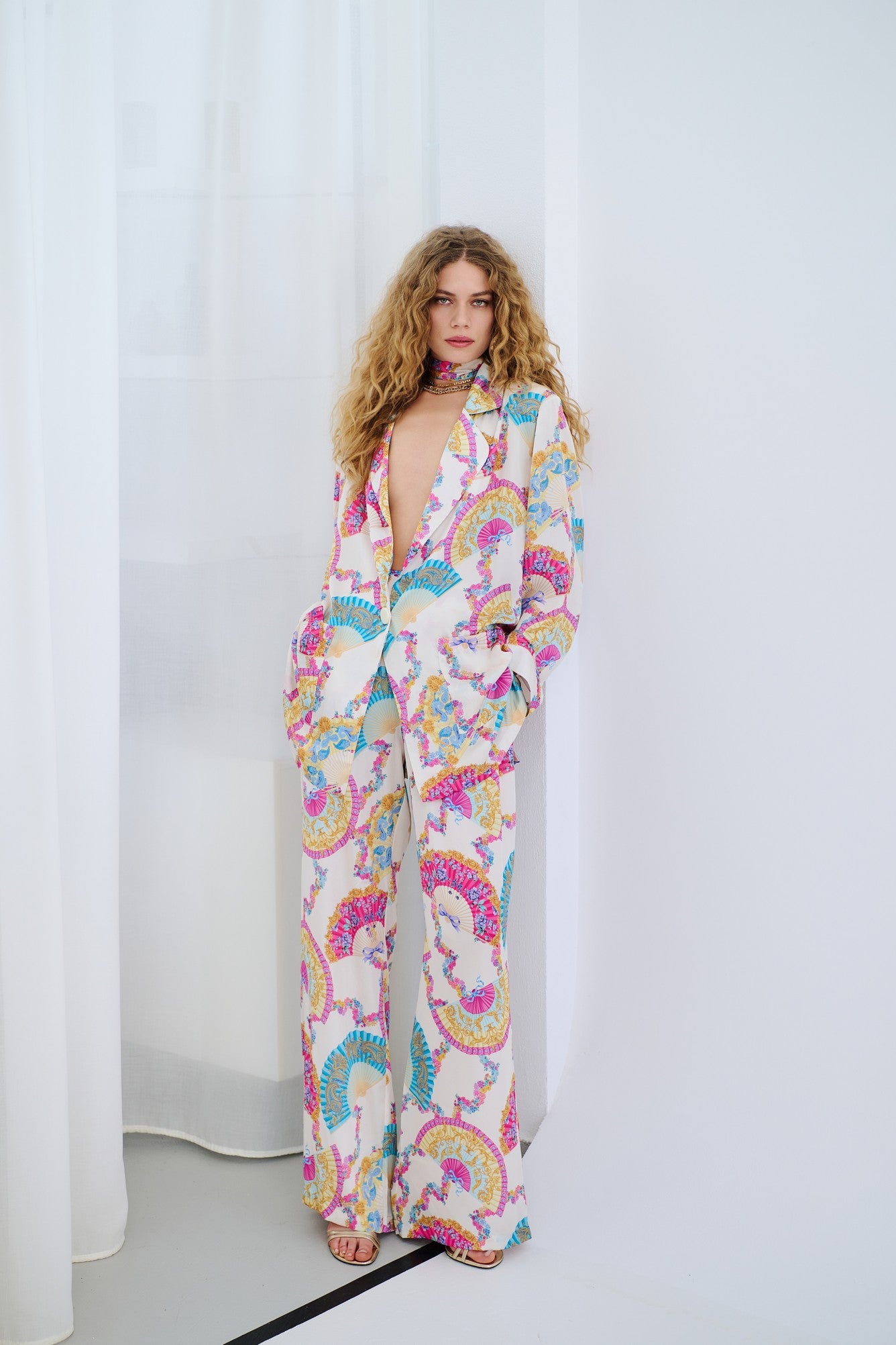 Goldray white satin co ord set