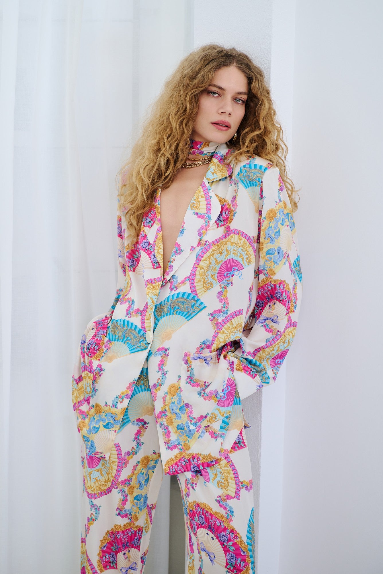 Goldray white satin co ord set
