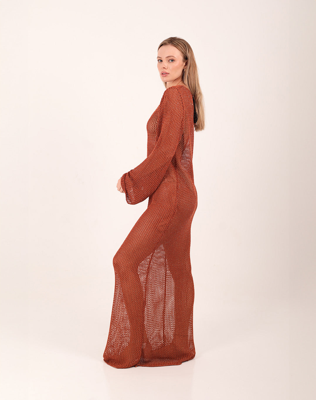 Daisy Crochet Dress Terracotta
