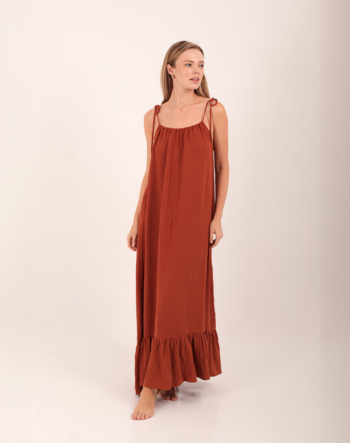 Daphne Open Back Dress Terracotta