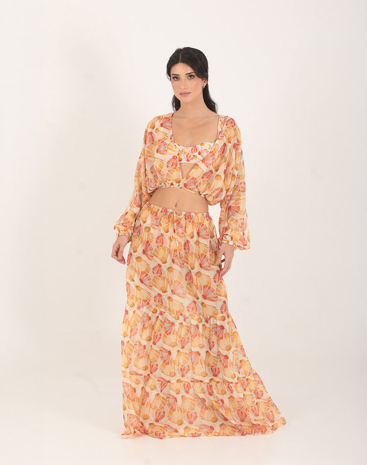 Yellow Scallop Wrap Top