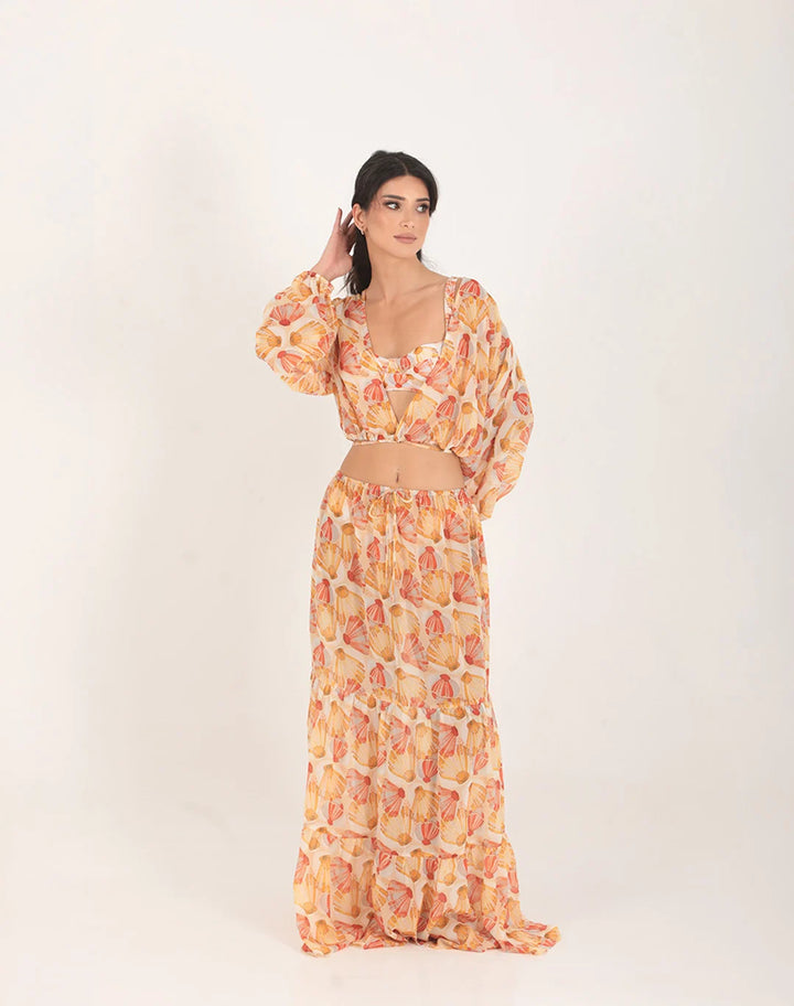 Yellow Scallop Wrap Top