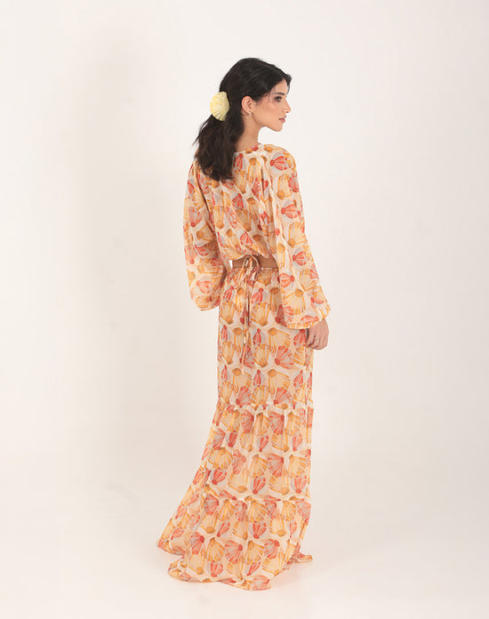 Yellow Scallop Wrap Top