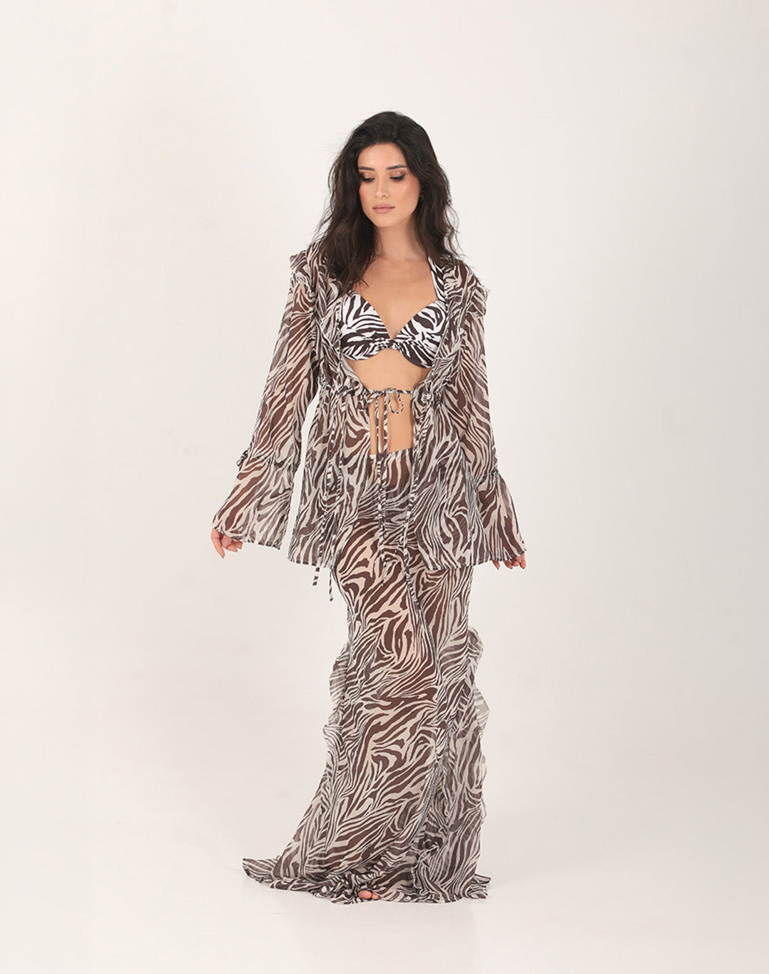 Zebra Tie Front Top