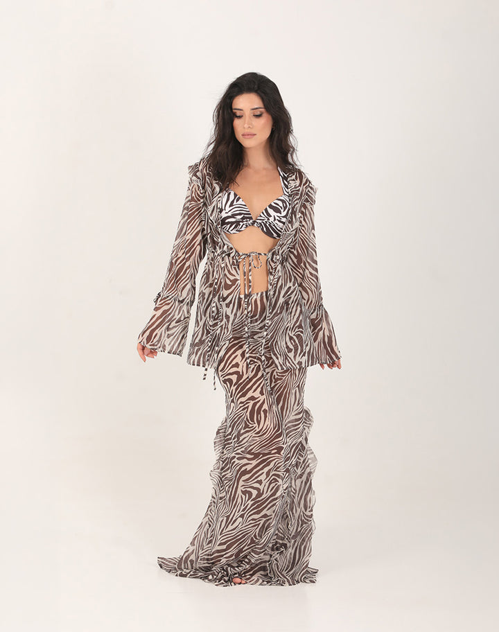 Zebra Tie Front Top