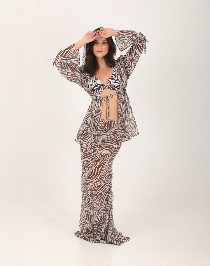 Zebra Tie Front Top