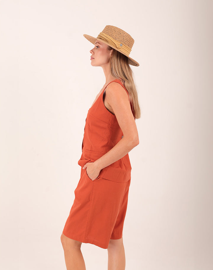 CASSIA LINEN BERMUDA TERRACOTTA