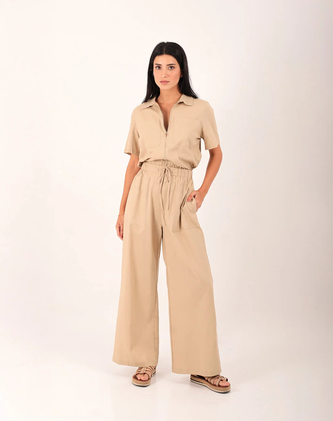 Magnolia Linen Jumpsuit Beige