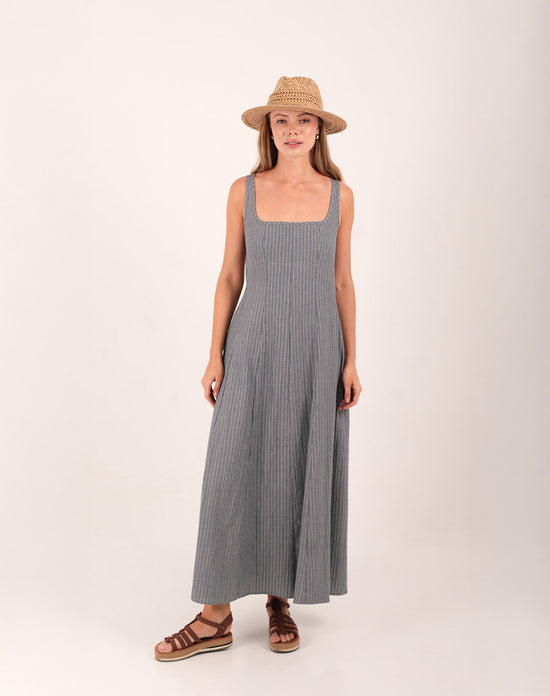 Tulip Cotton Striped Dress Grey