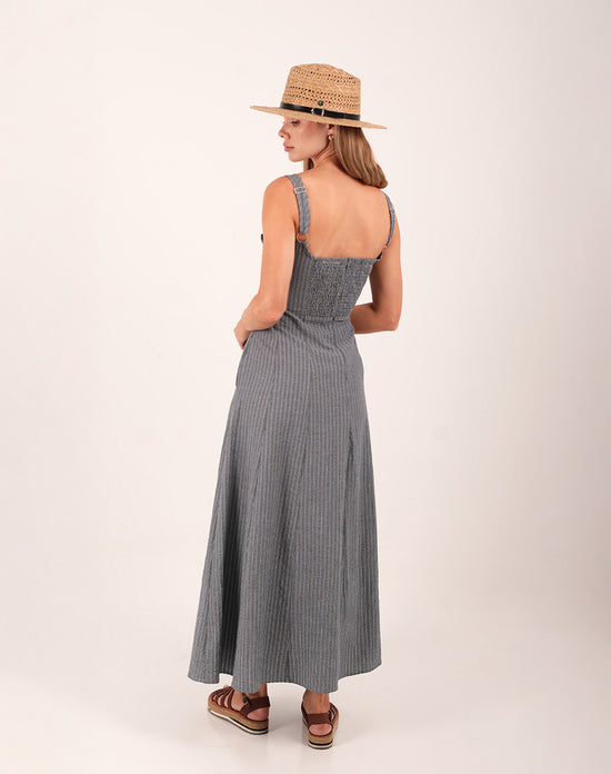 Tulip Cotton Striped Dress Grey