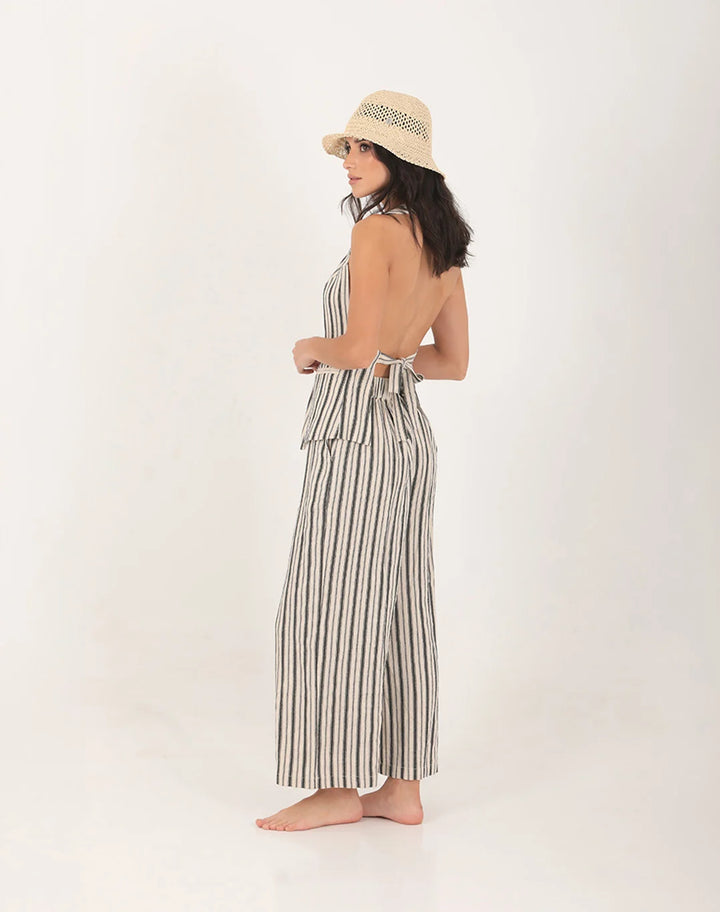 Miro Linen Striped Culotte Beige
