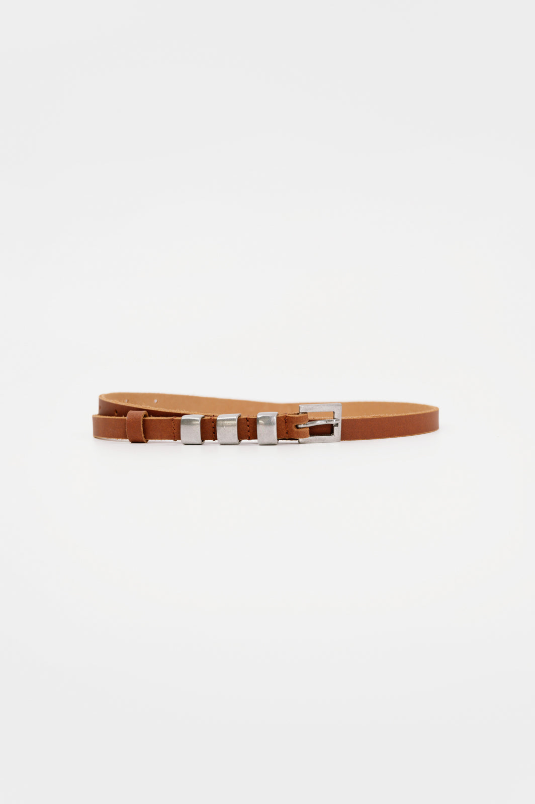 Linda Leather Belt – Tabac/Silver