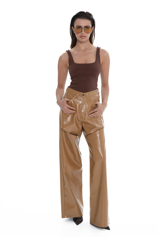 Cindy Caramel Vinyl Leather