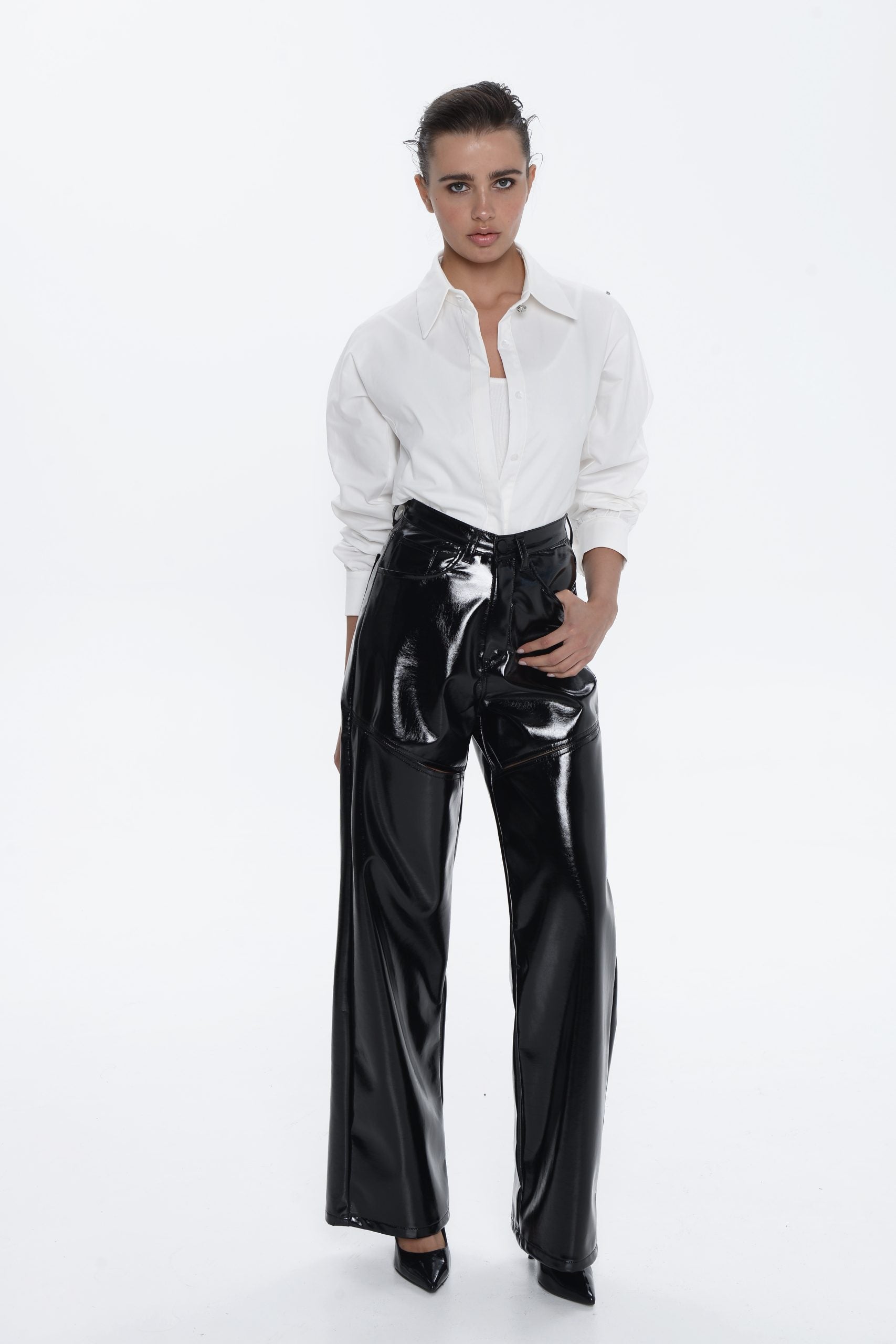 Cindy Black Vinyl Leather